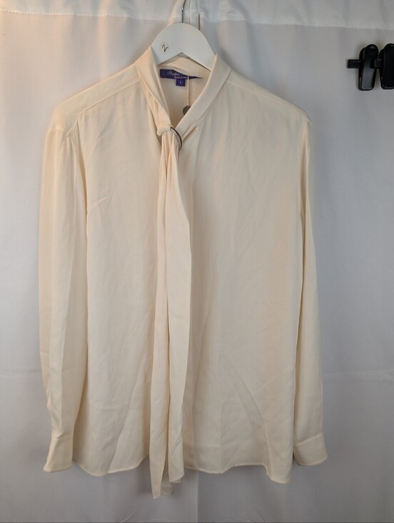 Ralph Lauren Purple Label Tops - Ralph Lauren Purple Label 100% Silk  Blouse Shirt Cream Italian 8 new no tags
